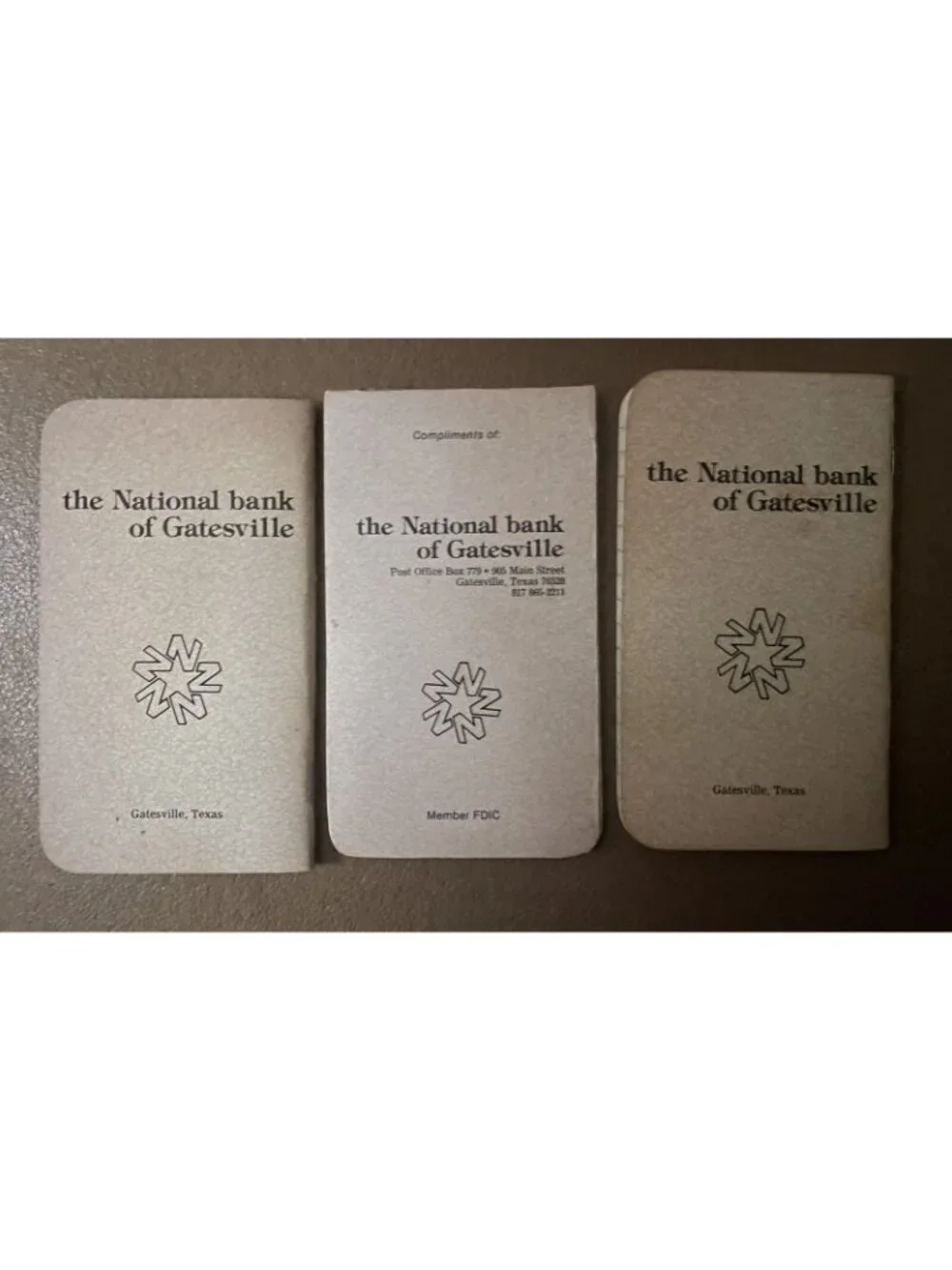 National Bank of GATESVILLE, TX  (3) Notepads Complimentary Giveaway